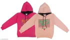 Fleece Printed Full Sleeves Hooded Sweatshirts for Girls (Pink & Peach, 3-4 Years) (Pack of 2)