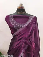 Jimmy Choo Embellished Saree For Women, Purple