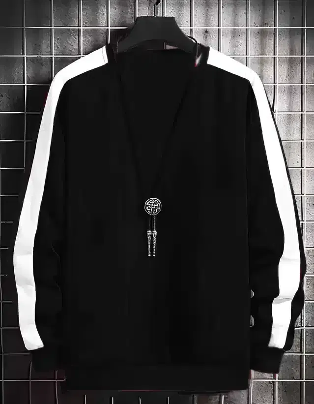 Round Neck T-Shirt for Men (Black, L)