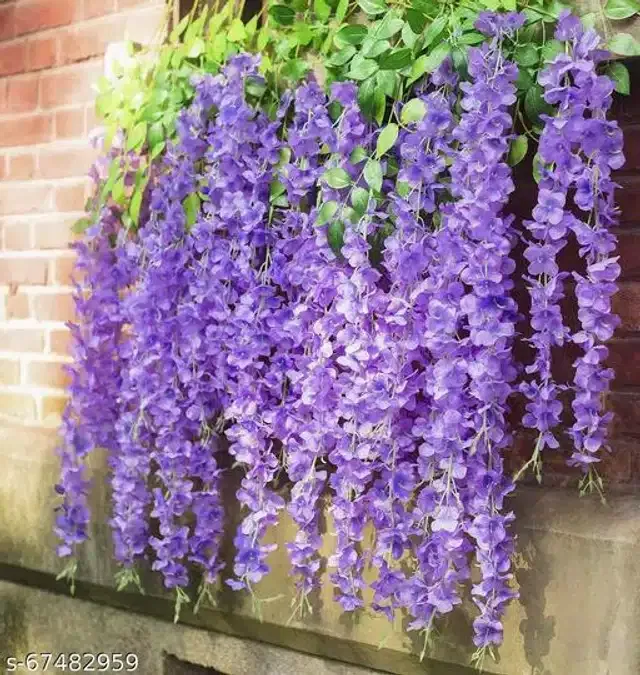 Polyester Artificial Hanging Flower Garlands (Lavender & Green, Pack of 6)