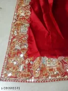 Chiffon Embellished Saree For Women, Red