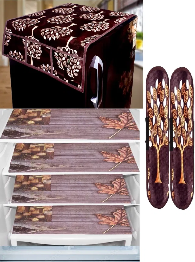 Knit 7 Pcs Fridge Cover Set (Multicolor, Set of 1)