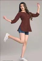 Rayon Solid Short Kurti for Women 