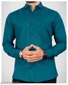 Cotton Blend Solid Shirt for Men, R.Blue 