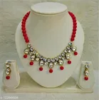 Beautiful Kundan Necklace for Women & Girls, Red