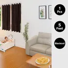 Polyester Blackout Plain Brown Window Curtain 5ft Combo 