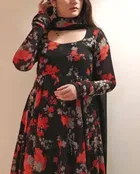 Georgette Printed Anarkali Women's Kurta with Pant & Dupatta Set 