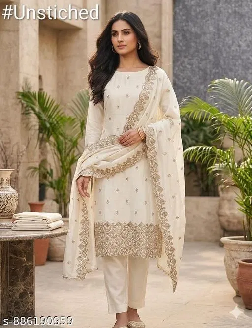 Vichitra Silk Punjabi/All Over Suits for Women (5.85 meter (S)