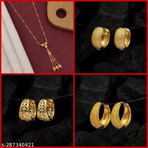 Alloy Pendant with 3 Pair Earrings for Women (Multicolor, Set of 4)