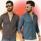 Cotton Blend Checked Shirts for Men, Multicolor 