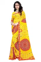 कानूड़ा फैंसी विमेंस जॉर्जेट फ्लावर प्रिंटेड साड़ी 