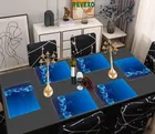 Grover Table Placemats for Kitchen/Dining Table Pack of 6 Blue Flower