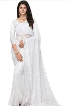Net Solid Saree for Women 