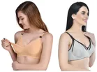 Cotton Blen Solid Non Padded Feeding Bras for Women (Multicolor, 32) (Pack of 2)