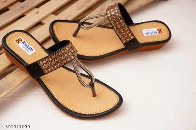 Flats for Women (Black & Beige, 7)