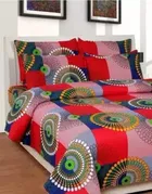 Polycotton 88x88 Inch Bedsheet with 2 Pillow Cover 