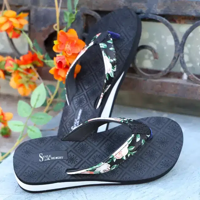 Flip Flops for Women (Black, 8)