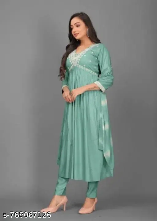Embroidered Anarkali Kurta Set for Women (No Dupatta, XL)