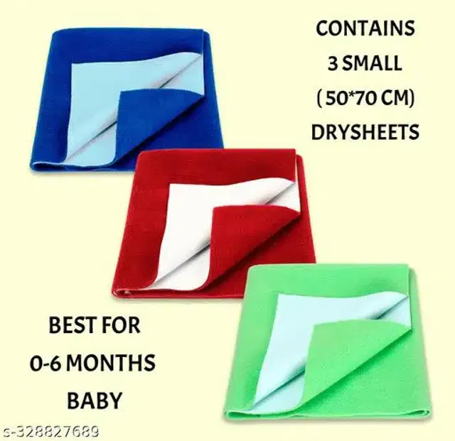 Cotton Mattress Protection Sheet (Multicolor, 28x20 inches) (Pack of 3)