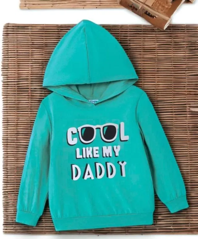 Light Fleece Printed Hoodie for Kids (Green, 4-6 Years)