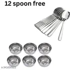 Stainless Steel 6 Pcs Bowls with 12 Pcs Spoon 