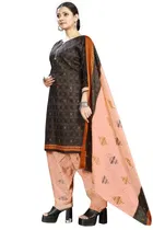 Cotton Blend Printed Salwar Suit with Dupatta for Women 