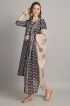 Cotton Printed Kurti with Bottom & Dupatta Set for Women 