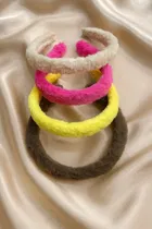Kids fur hair band, Pack of 4 (Black, White, Brown, Beige)