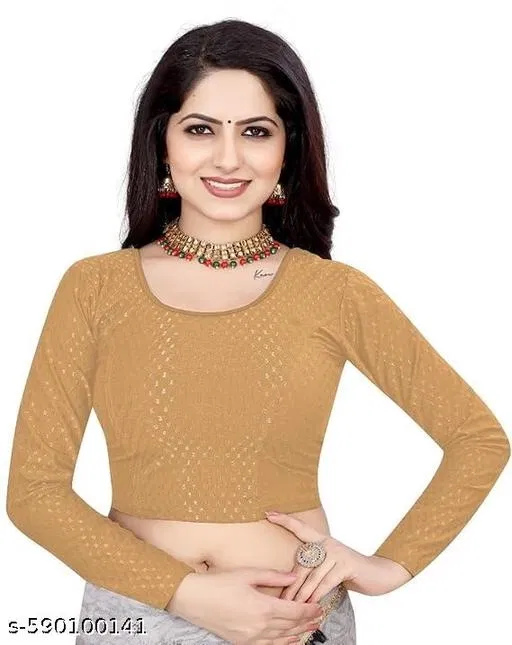 Lycra Ready Made Blouse for Women, Beige (32)
