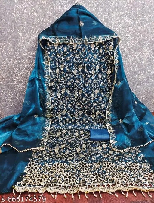 Zari Embroidered Punjabi/All Over Suits for Women (Multicolor, 6.25 meter (L)