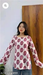 Rayon Printed Short Kurti for Women, White 