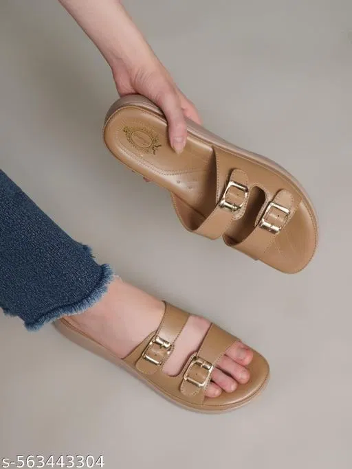 Solid Open Toe Heel Sandals for Women (Beige, IND-9)