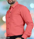 Cotton Blend Solid Shirt for Men, Pink 