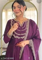 Art Silk Embroidered Kurta Set for Women 
