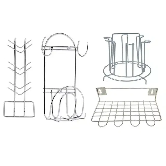 Stainless Steel Cup Stand & Glass Holder with Chakla Belan Stand & Utensil Holder (Set of 4, Silver)