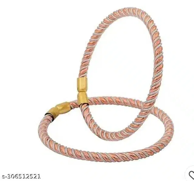 Brass & Copper Kada for Men (Rose Gold & Silver, Pack of 2)