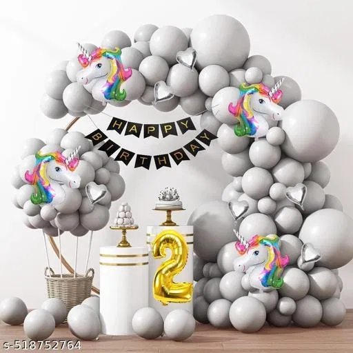 62 Pcs 2nd Birthday Decoration kit, Multicolour, Set of 1
