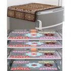 PVC Waterproof Fridge Top Cover with 4 Pcs Shelf Mats (Multicolor, Set of 1)