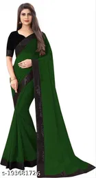 Georgette Embellished Saree For Women, Green