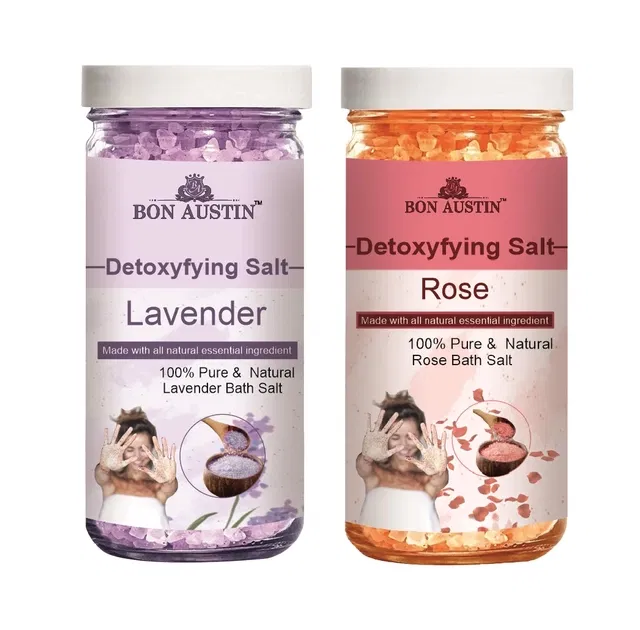 Bon Austin Lavender & Rose Detoxifying Bath Salt Crystal (200 g, Set of 2)