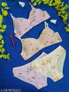 Cotton Blend Printed Lingerie Set for Women 