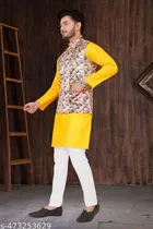 Colorblocked Cotton Kurta Set for Men 