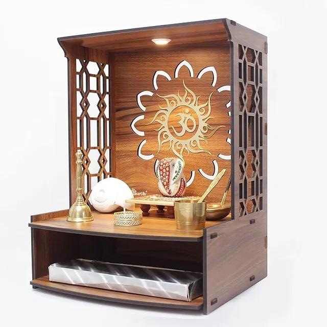 Heartily® Mangal Beautiful Wooden Pooja Stand for Home Pooja Mandir for Home Temple for Home And Office