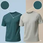 Polyester Round Neck T-shirt for Men, Multicolour, Pack of 2 