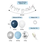  Birthday Decoration Kit for Boys 58 Pcs, Blue, White, Silver 