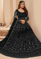 Net Embroidred Semi Stiched Lehenga Choli for Women 