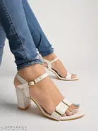 Shoetopia White Solid Block Heels 