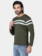 Cotton Blend Round Neck T-shirt for Men, Olive 