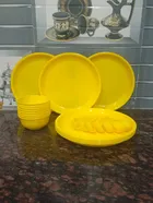 Plastic Dinner Set (Yellow, Set of 18)