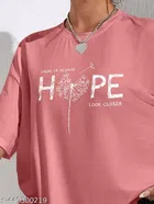 Cotton Blend Printed T-shirt for Women, Pink 